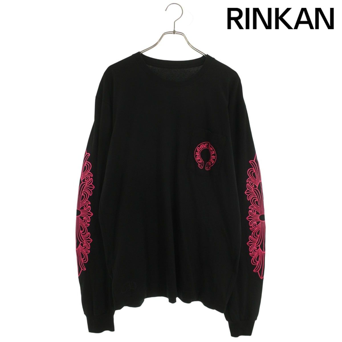 【新作】M クロムハーツ　袖フローラル　バックホースシュー　長袖　ピンク　未使用 クロムハーツ CH L/S /1 袖フローラルバックホースシュープリント長袖