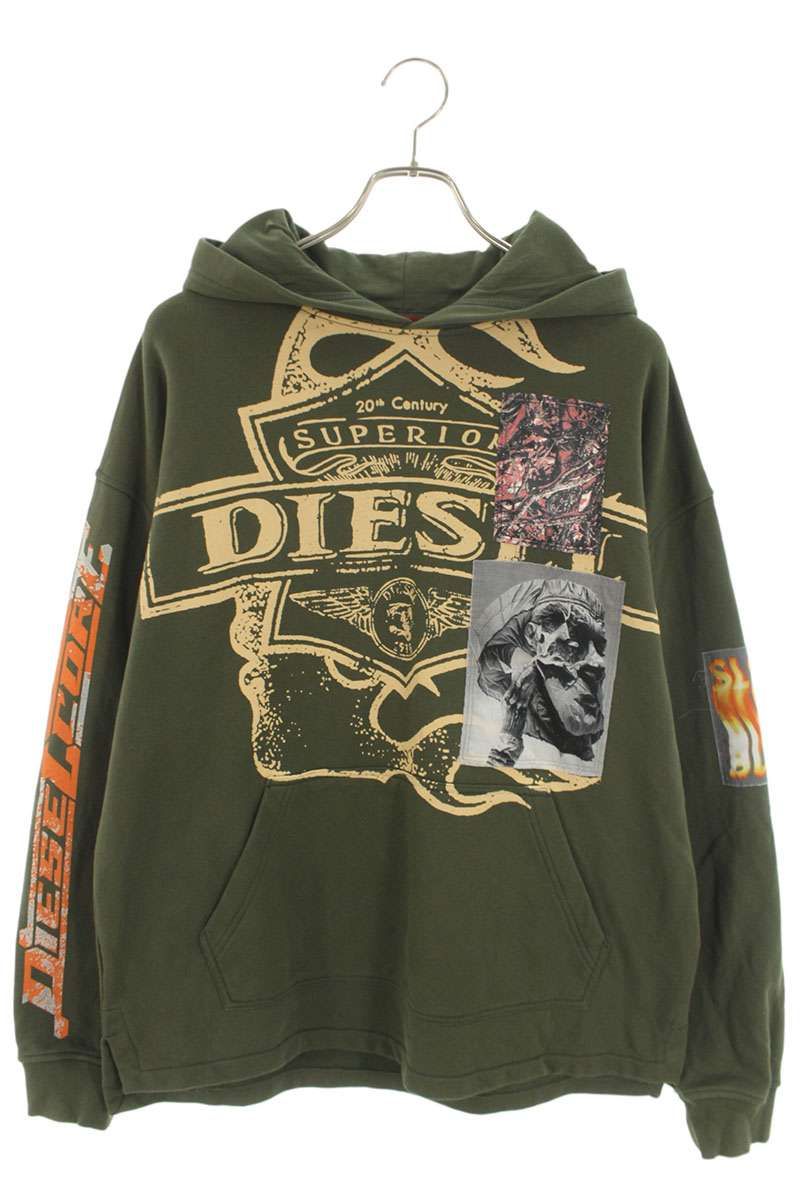 ディーゼル S-BAXT-HOOD-R1 グラフィックデザインパーカー メンズ M