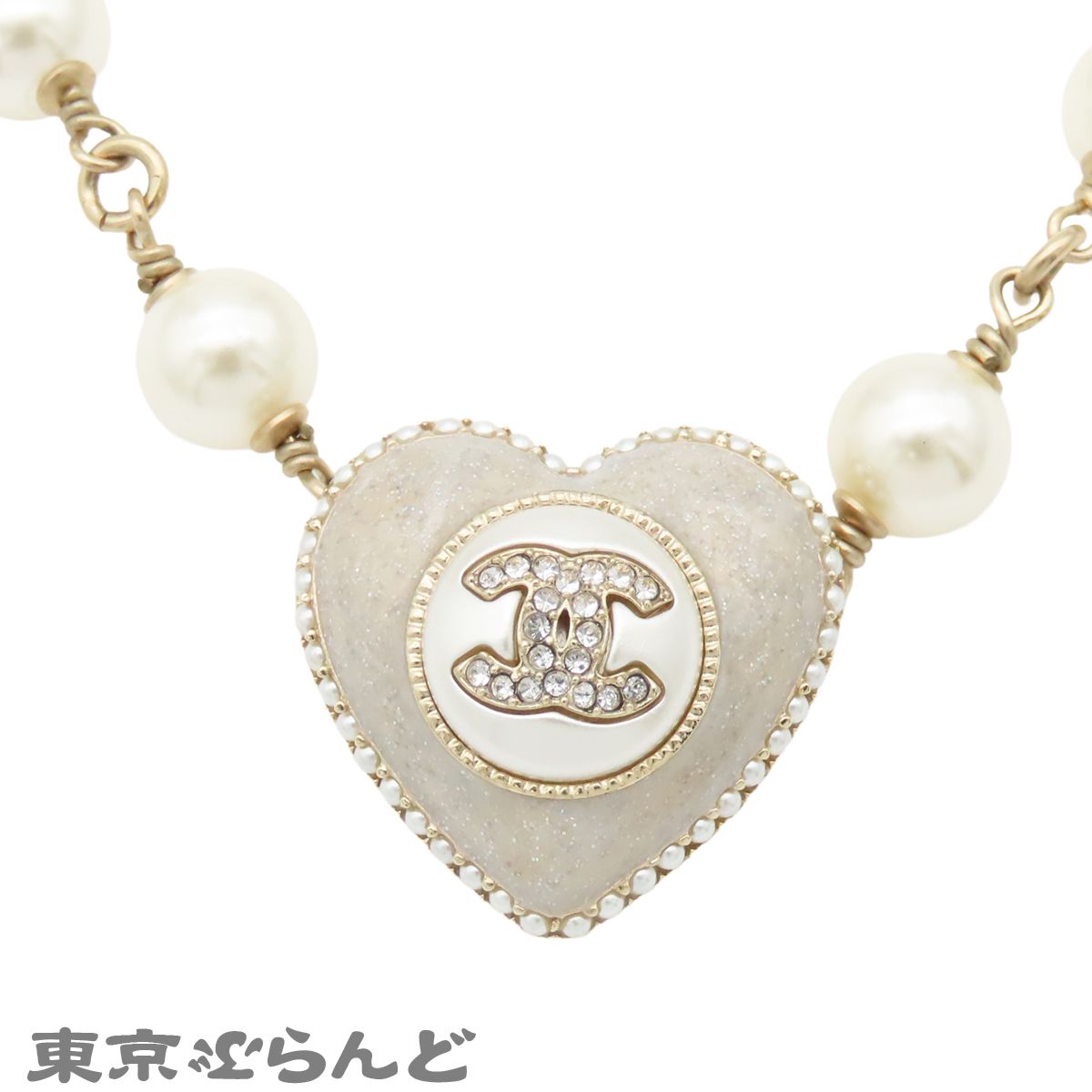 シャネル CHANEL ネックレス ホワイトxゴールド メタル フェイクパール 