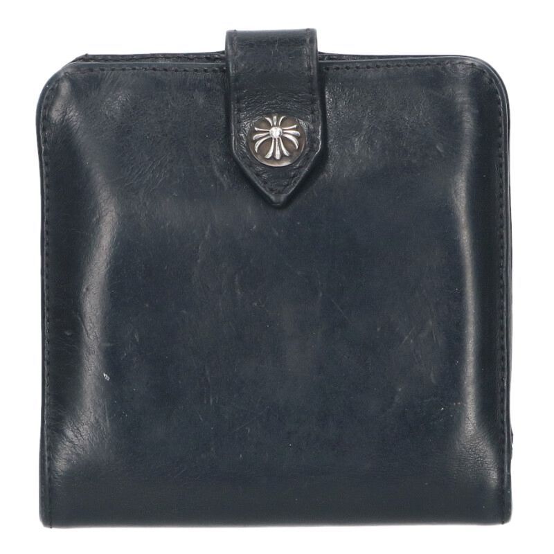 クロムハーツ SQ BTN BILL/スクエアボタンビル フラップボタンレザー