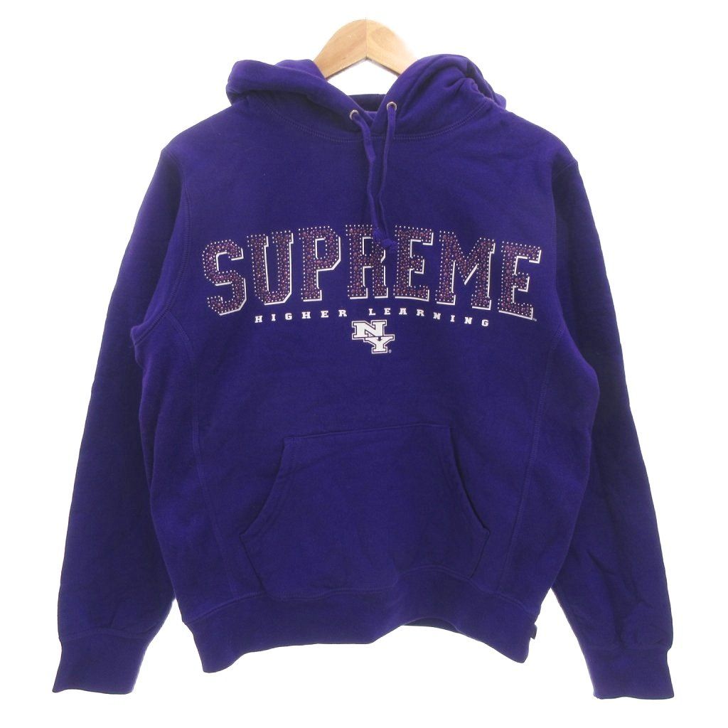 キャシー新品 未開封 シュプリーム スワロフスキー フーディ パーカー 紫 シュプリーム SUPREME プルオーバー パーカー フーディ ビジューロゴ
