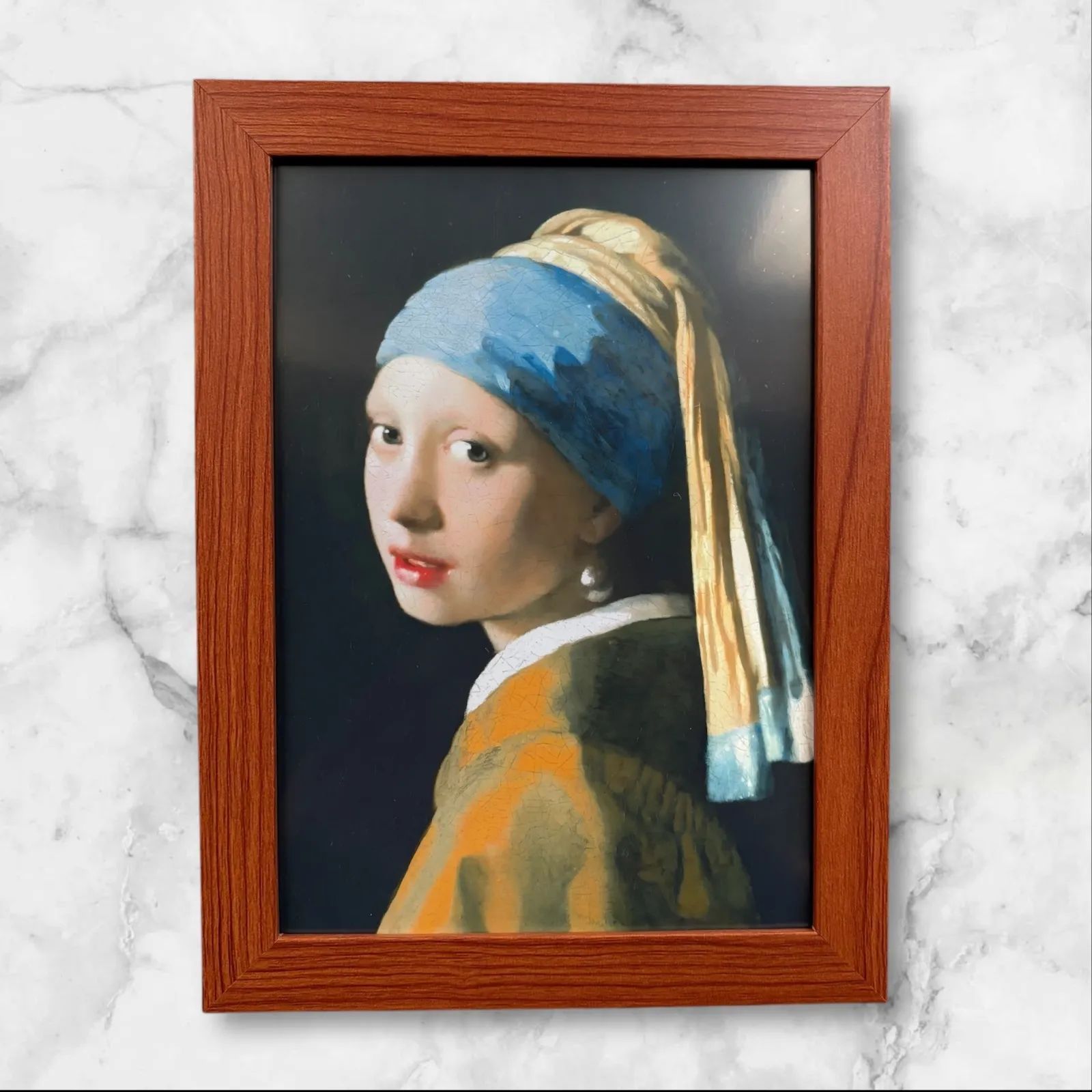 2L判 額縁付き フェルメール 真珠の耳飾りの少女 パブリックドメイン