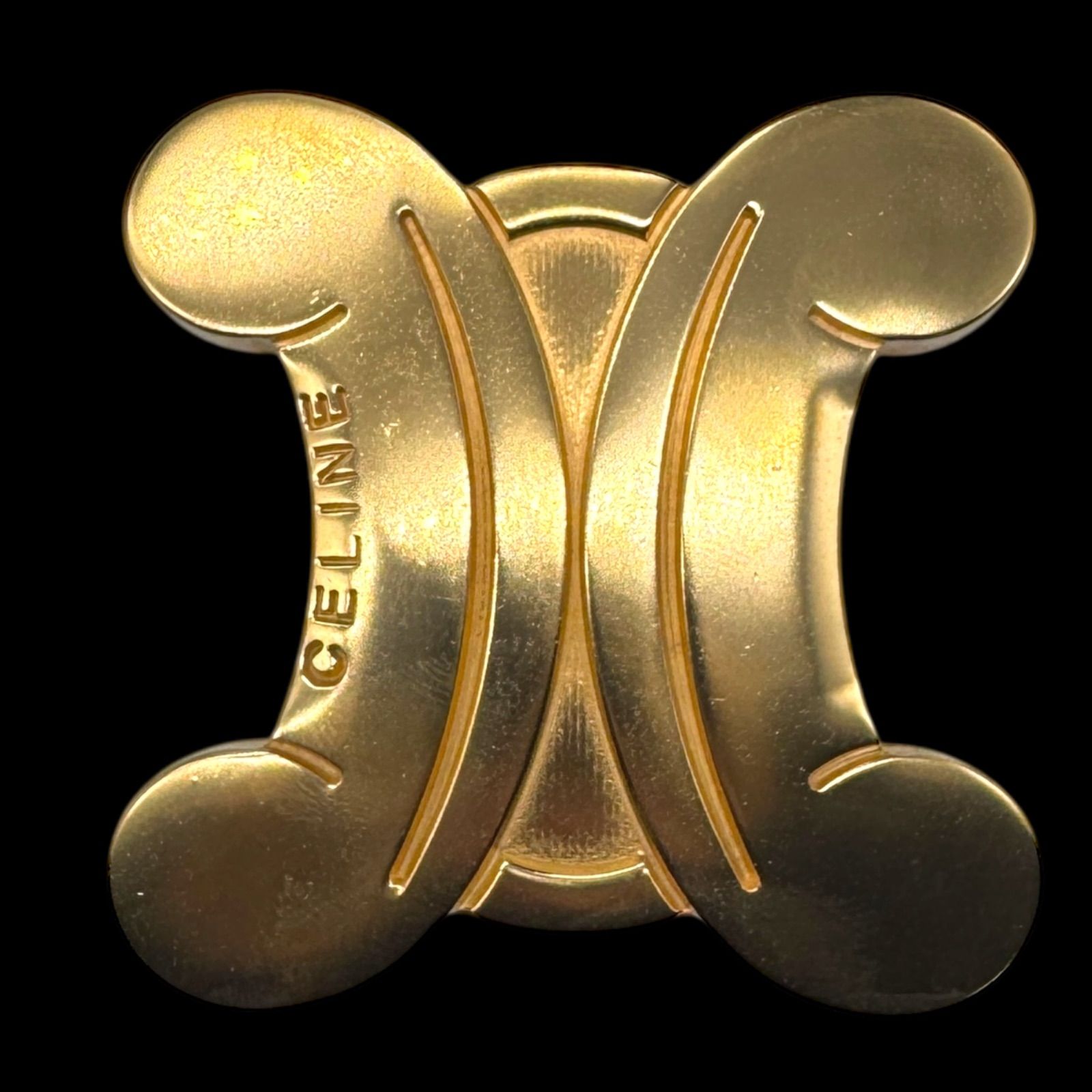 超大ぶり CELINE セリーヌ トリオンフ マカダム ブローチ ゴールド