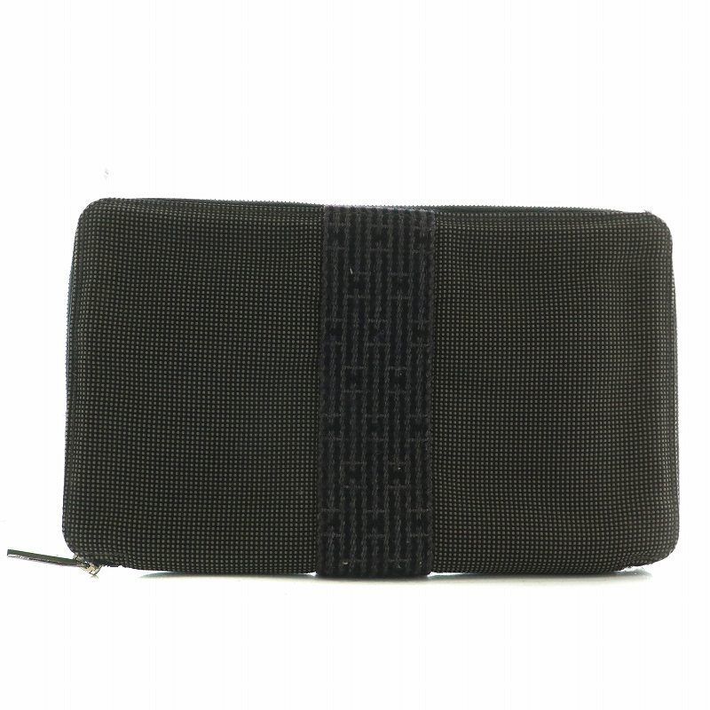 エルメス HERMES エールラインパースGM 長財布 キャンバス ラウンド