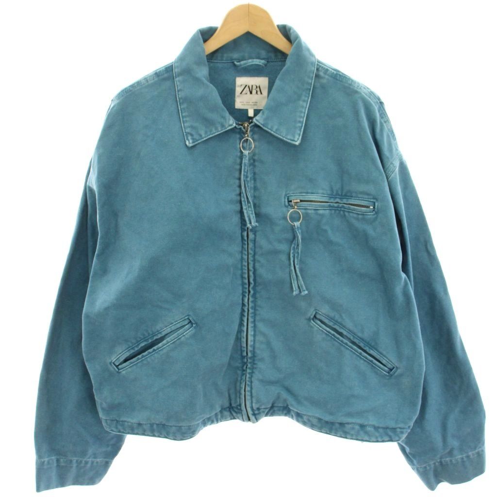ザラ ZARA デニムジャケット L 水色 ライトブルー ジップアップ ビッグ