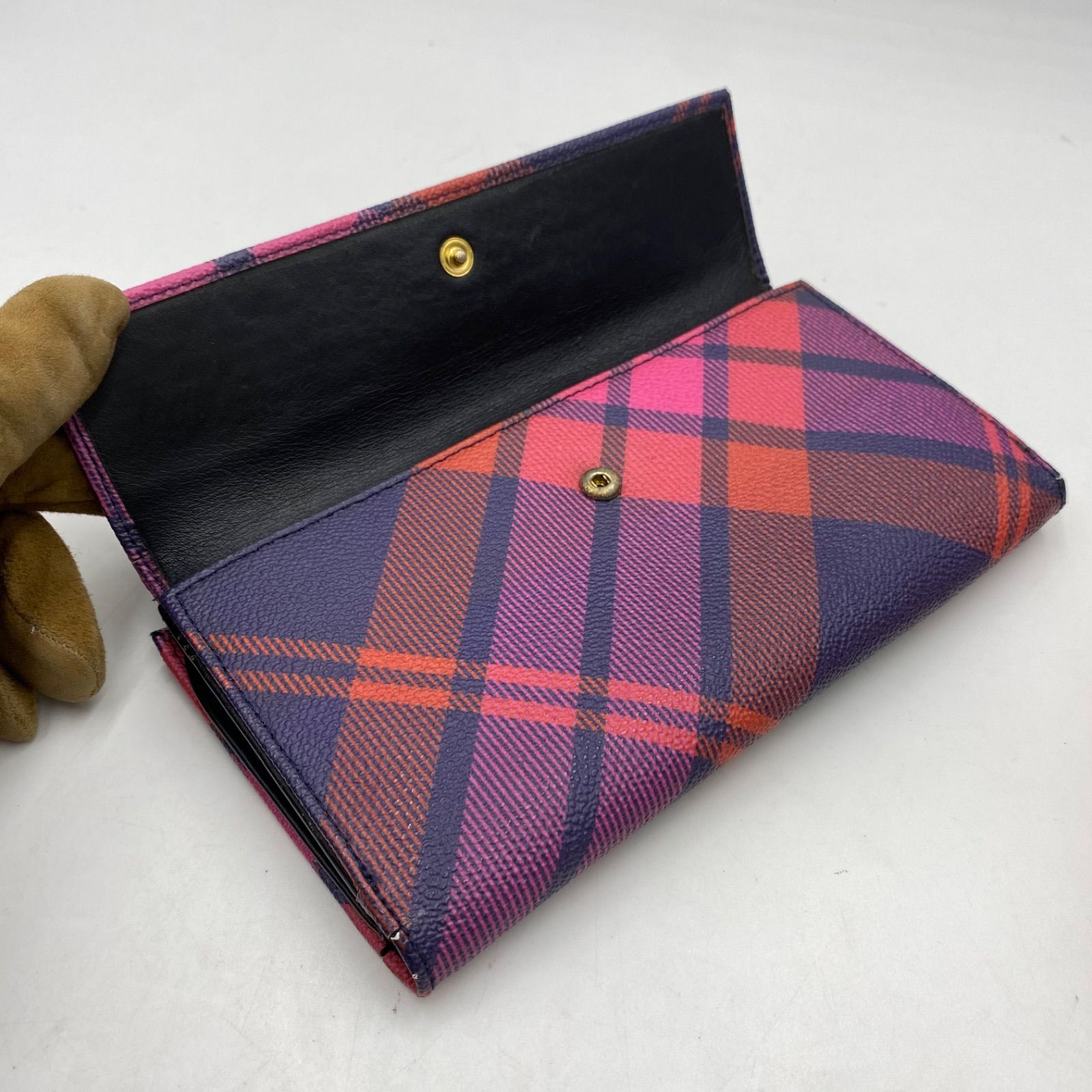 Vivienne Westwood 特価 折財布 チェック マルチカラー 紫 Vivienne Westwood 特価 折財布 チェック マルチカラー 紫 Vivienne