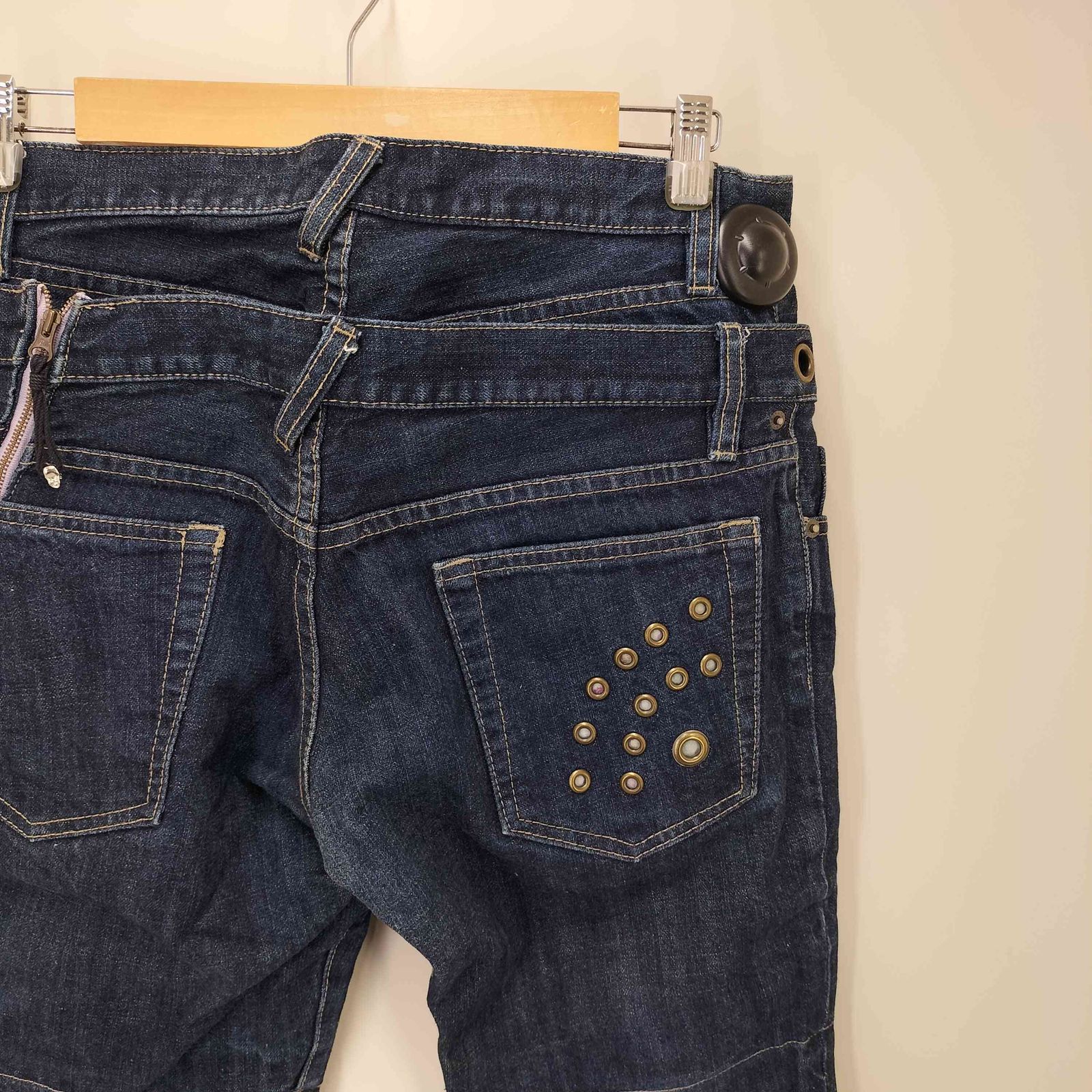 希少00s PPFM ピーピーエフエム ダメージ加工デニムライダースジャケット PPFM - PPFM ピーピーエフエム 00S ダメージ加工 ボンテージ バナナ