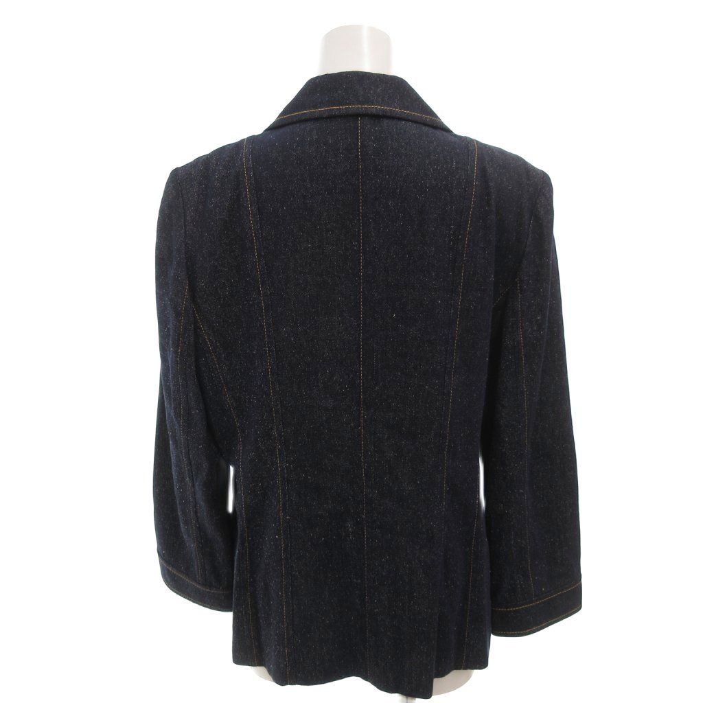 レオナール LEONARD FASHION テーラードジャケット 絹 シルク 11AR 紺