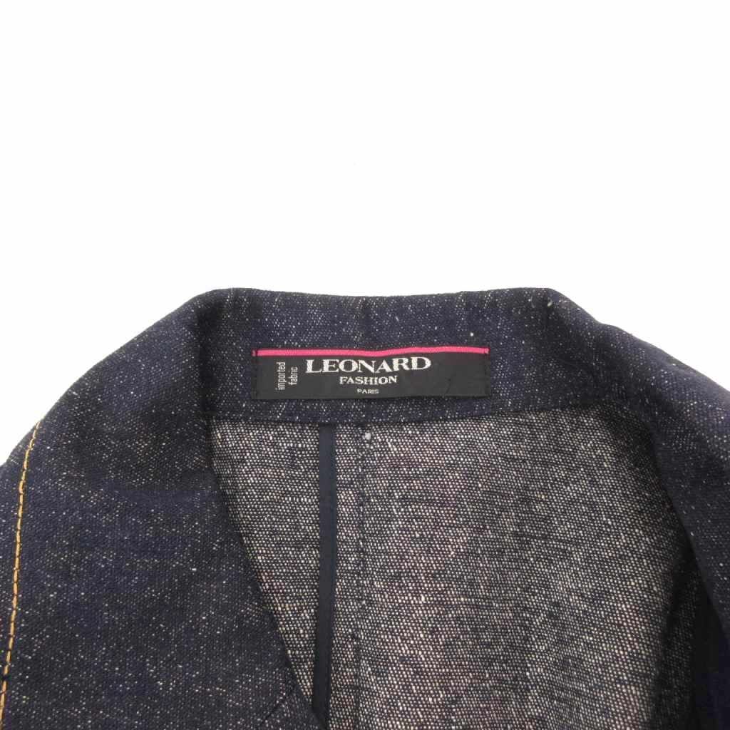 レオナール LEONARD FASHION テーラードジャケット 絹 シルク 11AR 紺