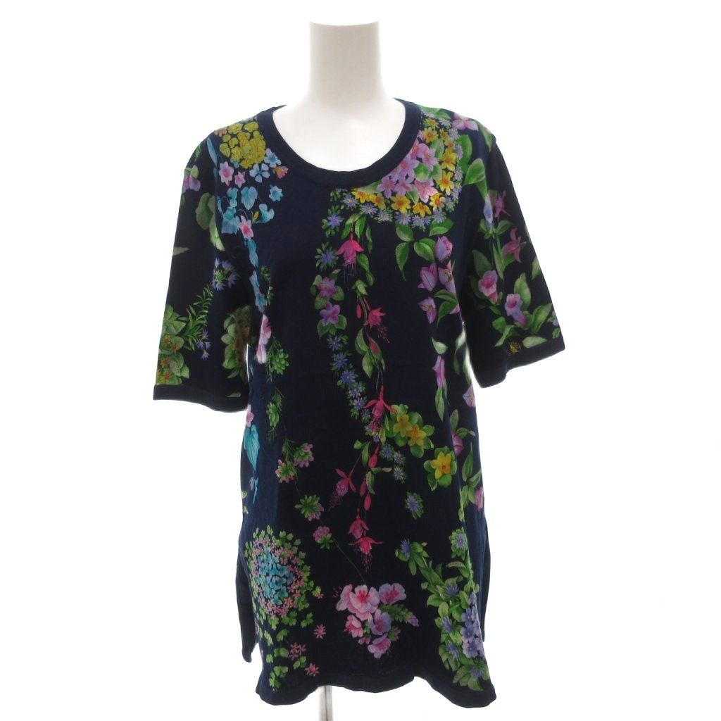 レオナール LEONARD ワンピース チュニック M 紺 ネイビー 花柄