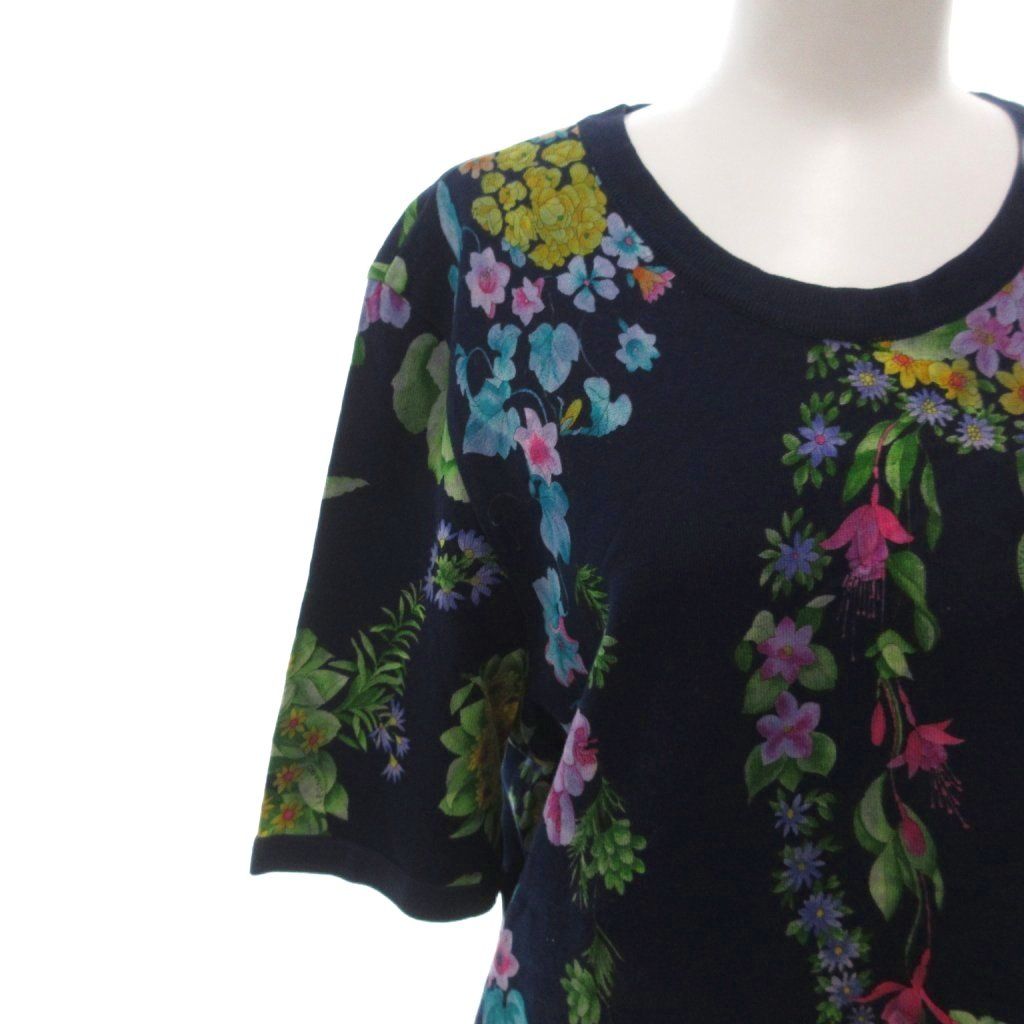 レオナール LEONARD ワンピース チュニック M 紺 ネイビー 花柄