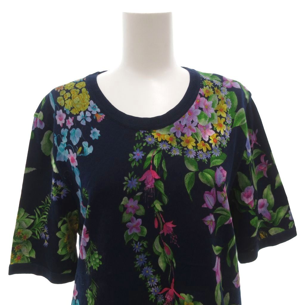 レオナール LEONARD ワンピース チュニック M 紺 ネイビー 花柄