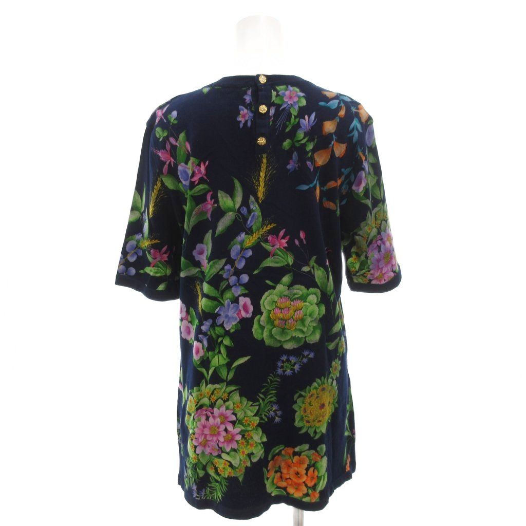 レオナール LEONARD ワンピース チュニック M 紺 ネイビー 花柄