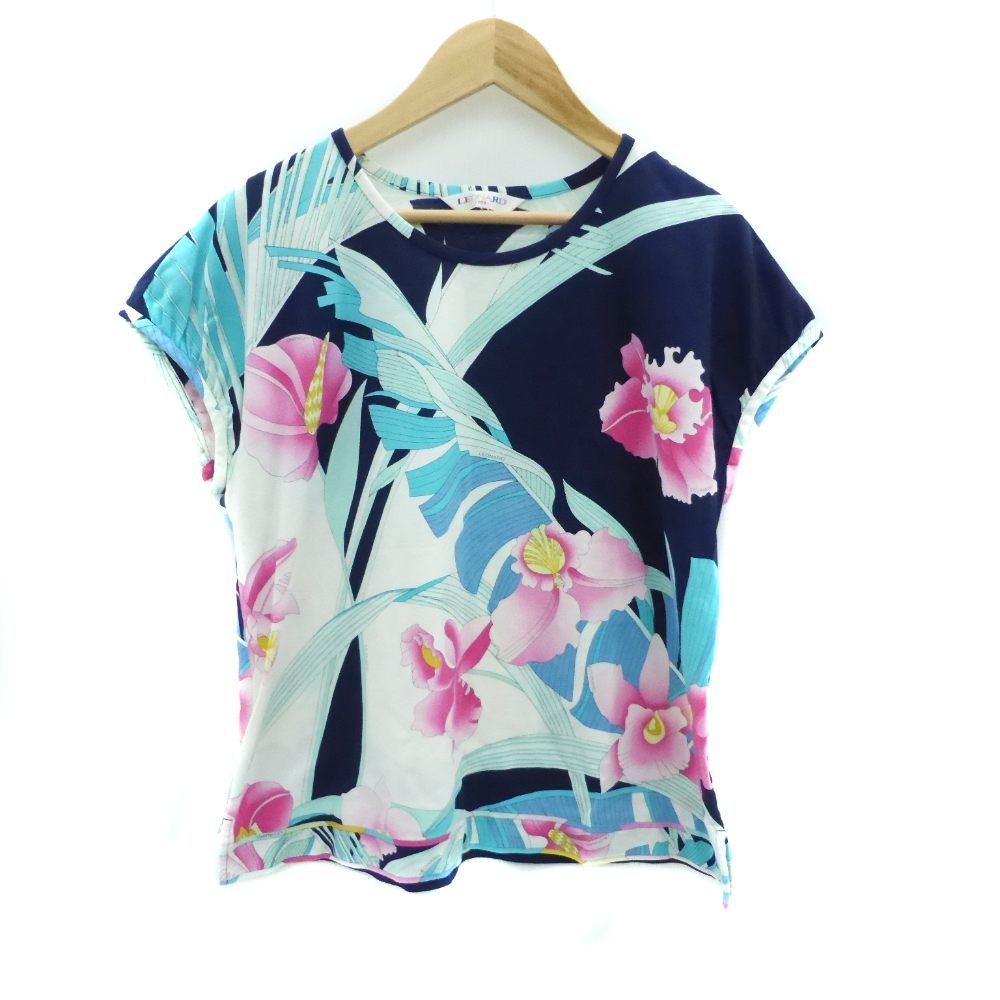 レオナール LEONARD カットソー クルーネック 半袖 総柄 42 マルチ