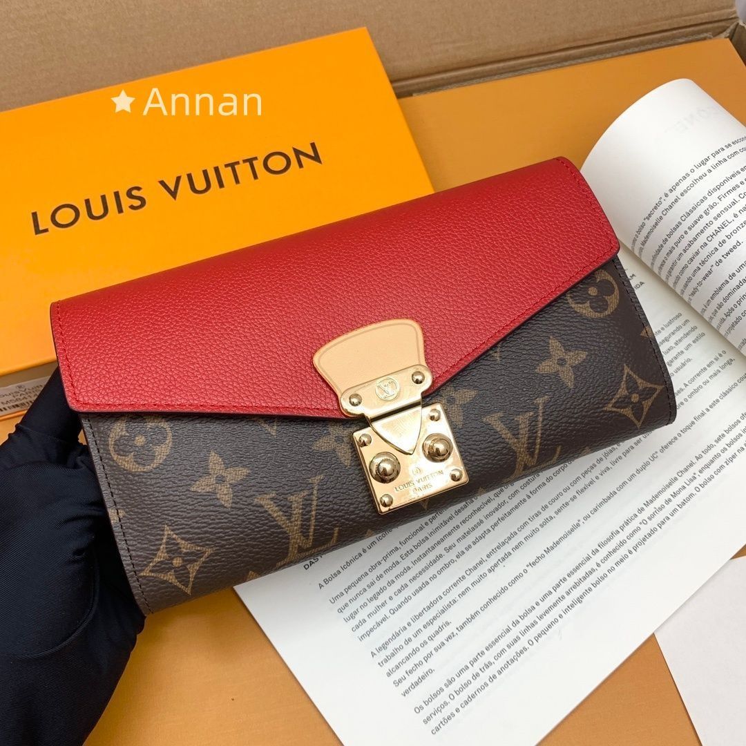 LOUIS VUITTON 三つ折り財布 レッド　新品未使用　箱あり　レア ルイヴィトン LOUIS VUITTON ポルトフォイユ ゾエ モノグラム LV 三