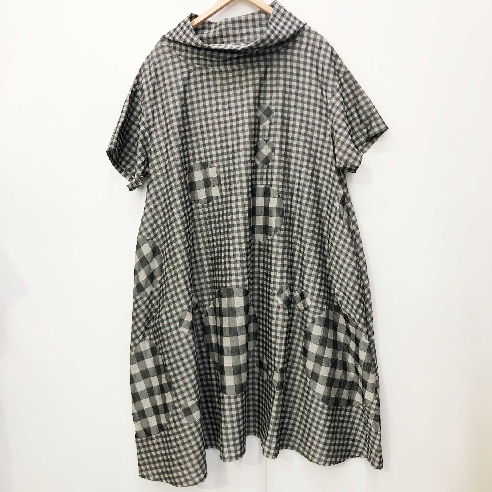 SENSO UNICO センソユニコ 慈雨 チェック柄 ワンピース モノトーン