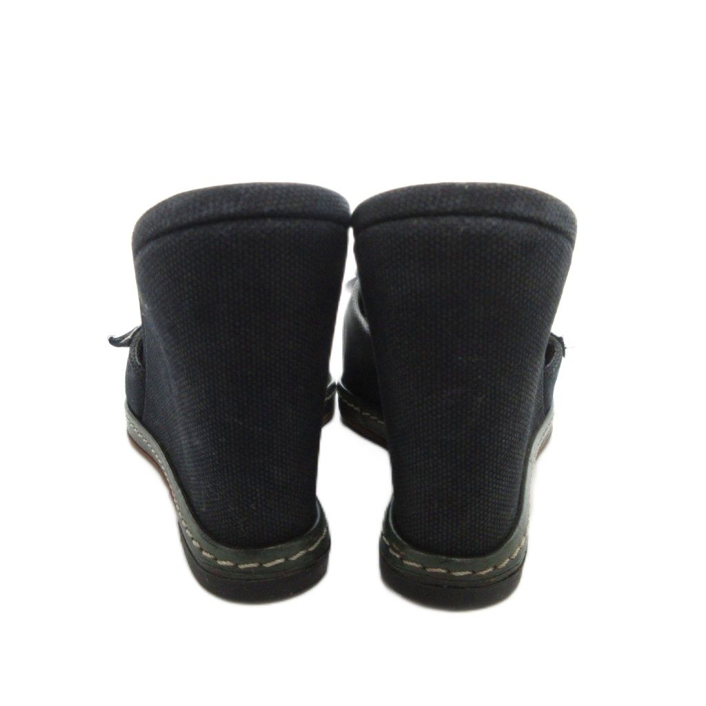 シャネル CHANEL カメリア サンダル レザー 本革 36.5 黒 ブラック