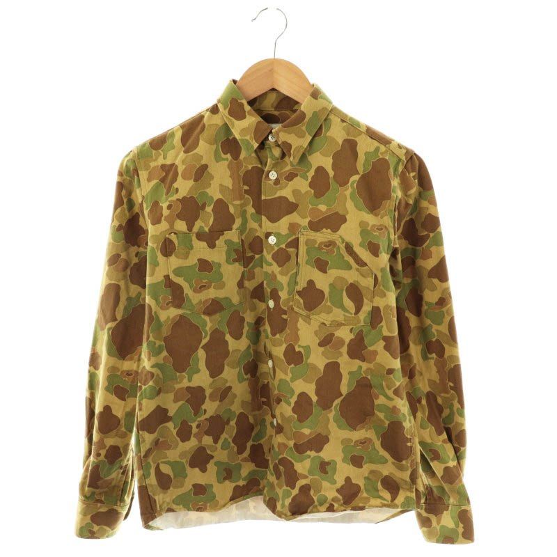 サムシング something Special ステンカラーシャツ 長袖 迷彩柄 S