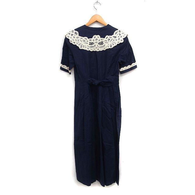 【lauraAshley】ネイビー レース襟 半袖 セーラーカラー　ワンピース lauraAshley】ネイビー レース襟 半袖 セーラーカラー ワンピース