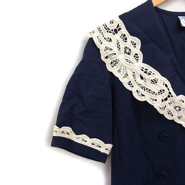 【lauraAshley】ネイビー レース襟 半袖 セーラーカラー　ワンピース ローラアシュレイ LAURA ASHLEY セーラーカラー ワンピース 半袖