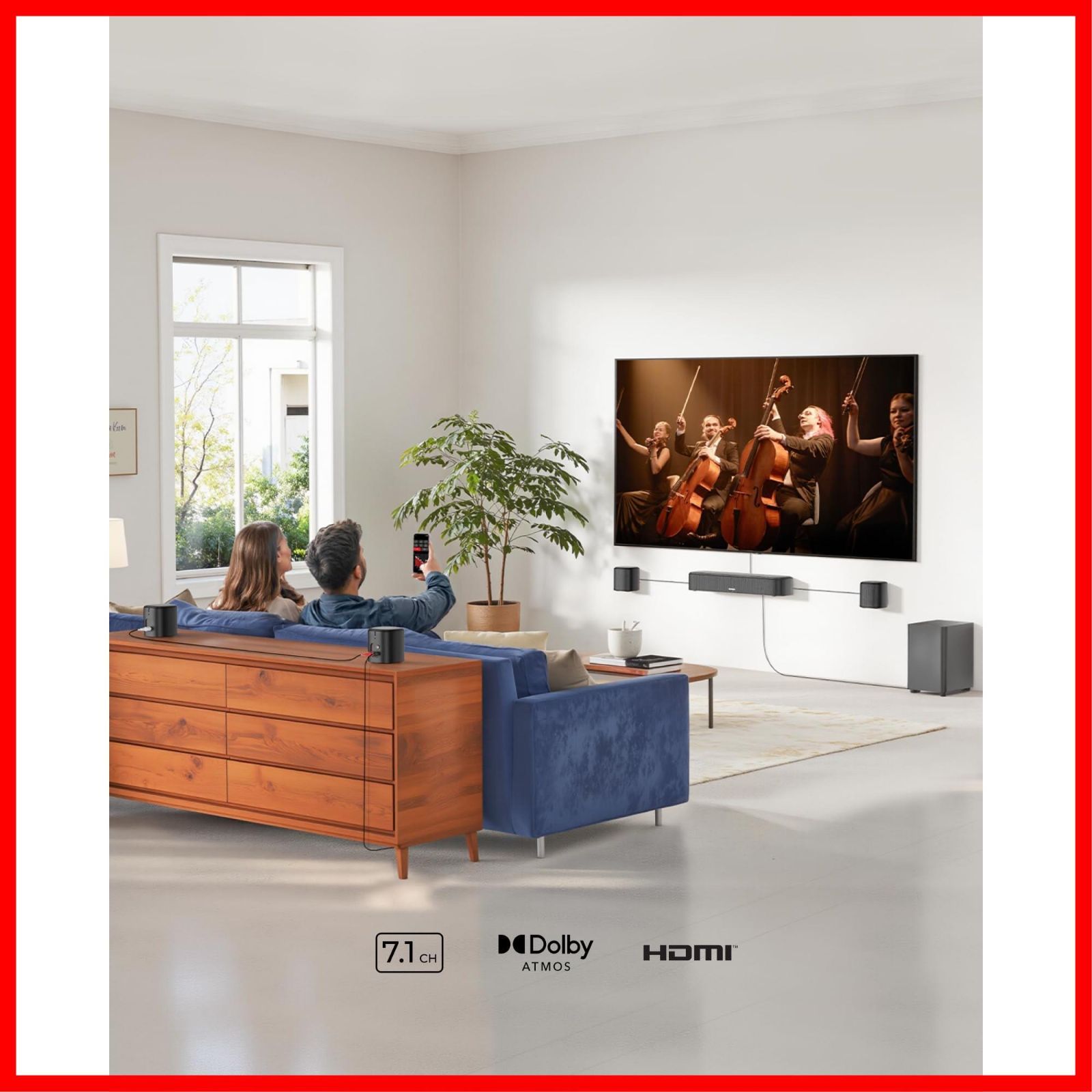 サブウーファー＆サラウンドスピーカー付き