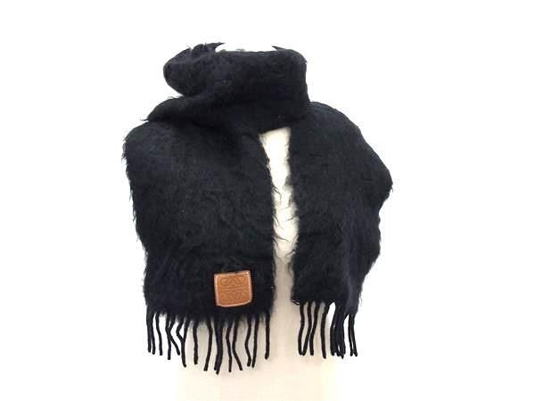 LOEWE ロエベ マフラー アナグラム ブラック モヘヤ50％×ウール48