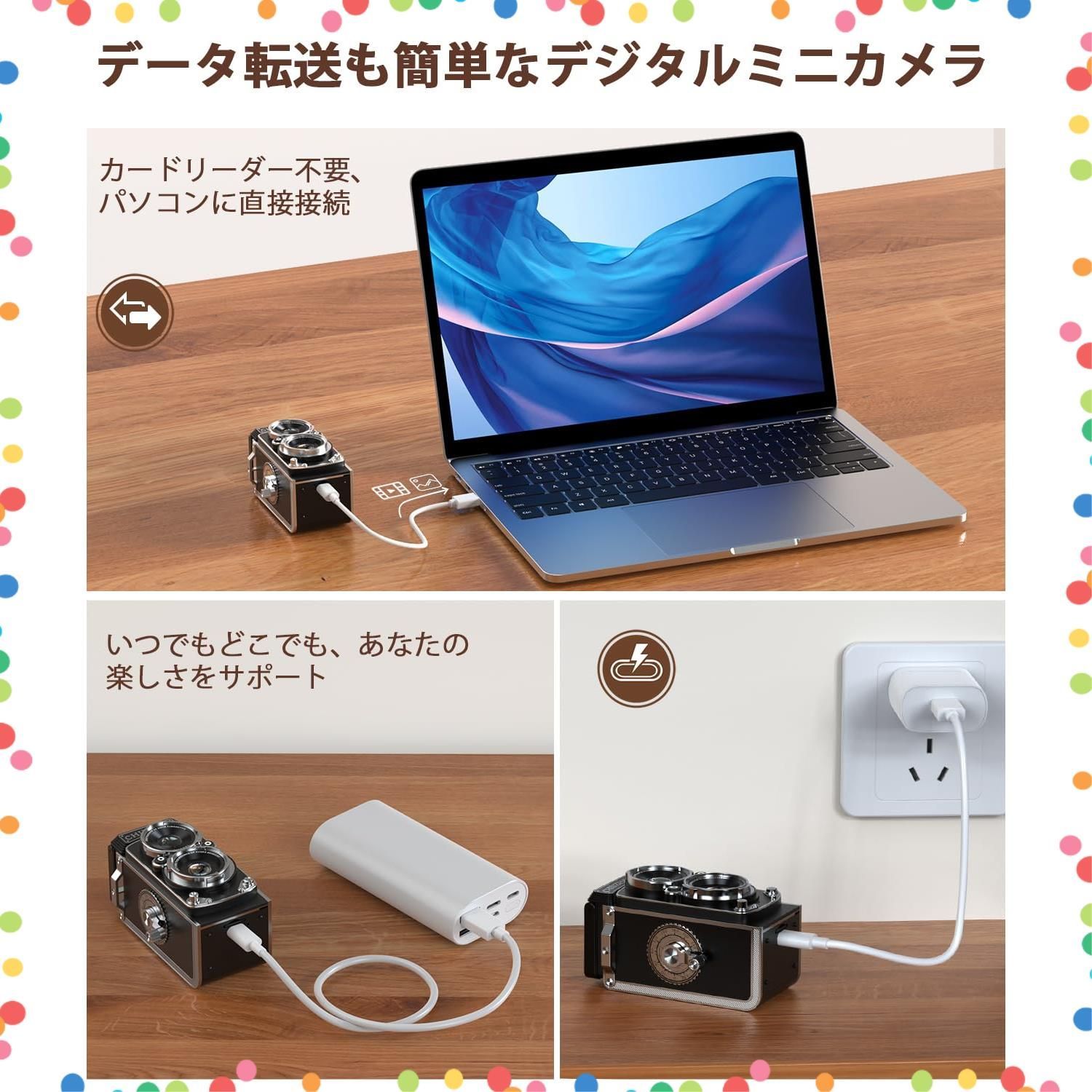 商品 子供 初心者 Type-C充電 SDカード付き 16 GB ティーンエイジャー TLR デジタル 携帯 軽量 大人向け 二眼レフカメラ1.54インチ画面 1080 Pミニレトロデジタルトイカメラ12 MPオートフォーカス ミニレトロカメラ CHUZHA