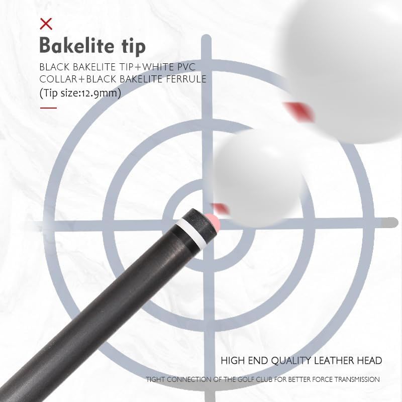 新品 KHEALING ビリヤード キュー カーボン 黒電木皮頭 PVC+黒電木先角