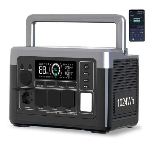 OUKITEL ポータブル電源 P 1000 PLUS 大容量 1024 Wh|320000 mAh 43分フル充電 アプリ対応 AC 1800 W 瞬間最大3600 AC充電電力調整可 AC|DC|USB出力 PD 100 UPS機能 LEDライ aaef 2261