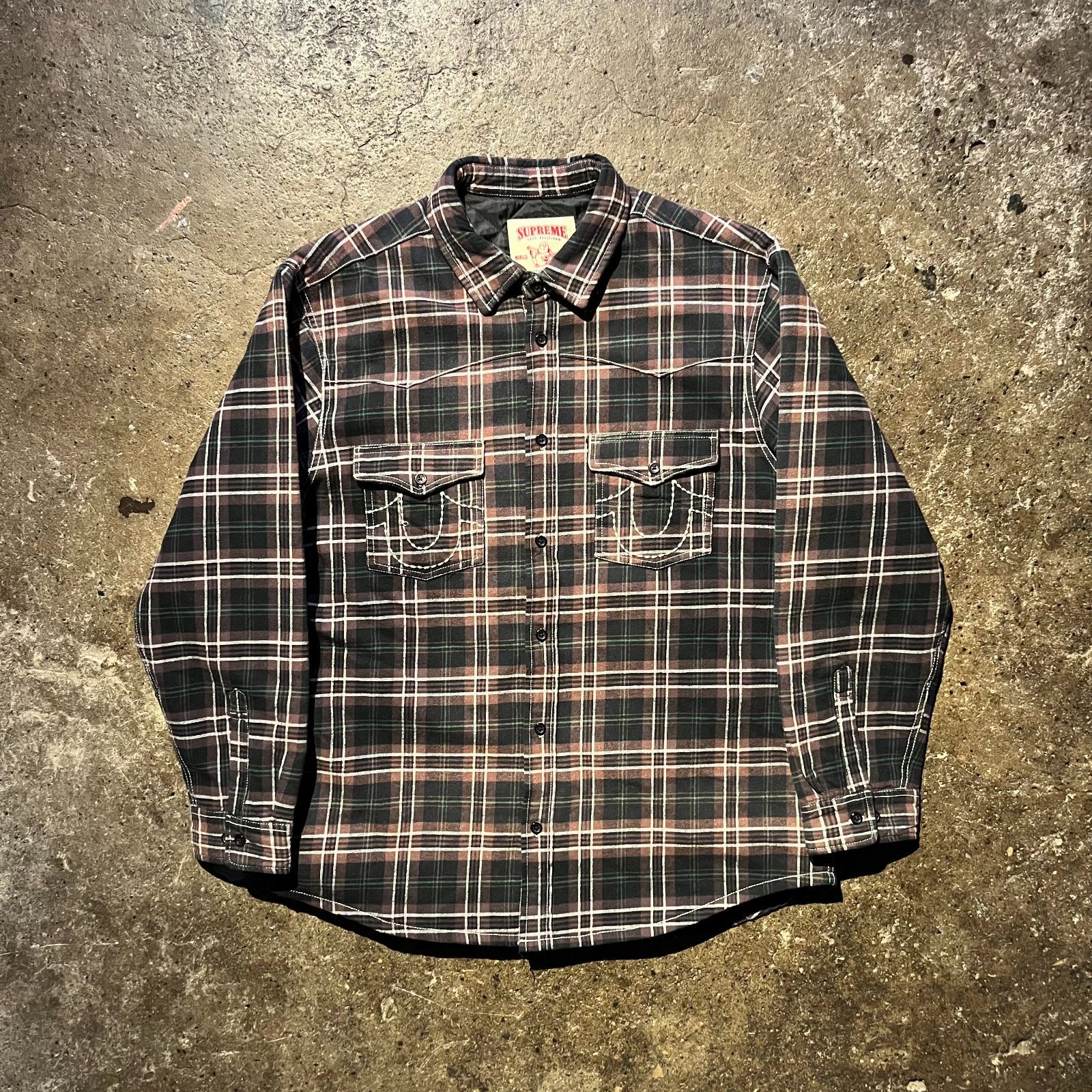Supreme × TRUE RELIGION 25aw Quilted Lined Plaid Flannel Shirt 