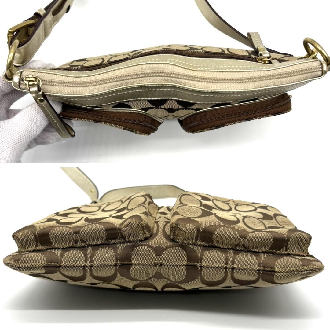 【美品】COACH ベージュゴールド シグネチャー ハンドバッグ Y2K COACH コーチ ショルダーバッグ シグネチャー ゴールドベージュ Y2K