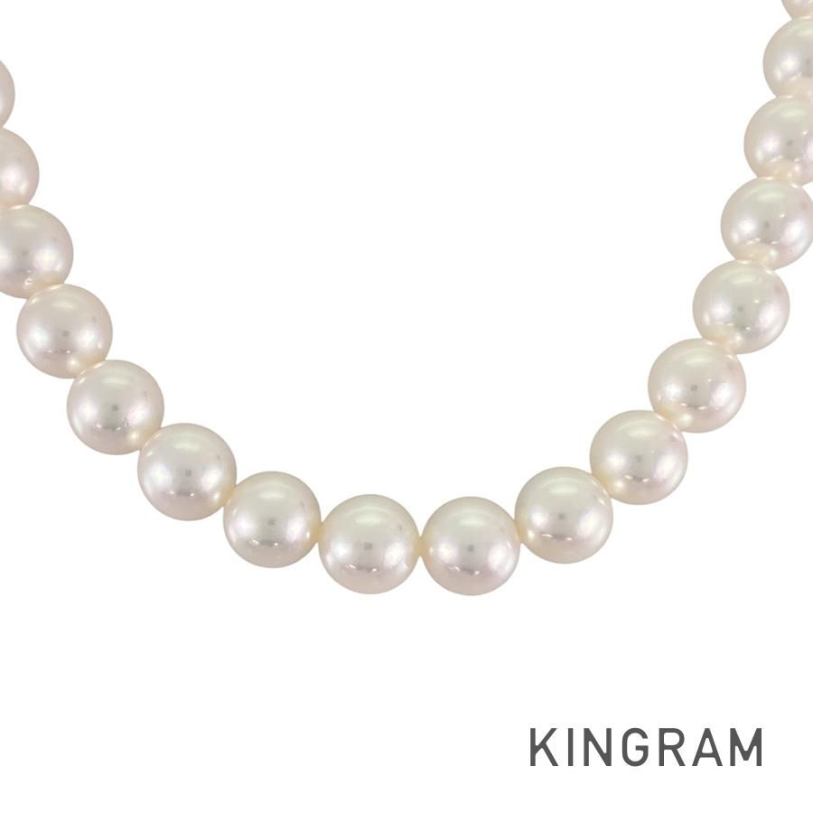 ミキモト MIKIMOTO Mチャーム K14WG アコヤ真珠 ネックレス sss【中古