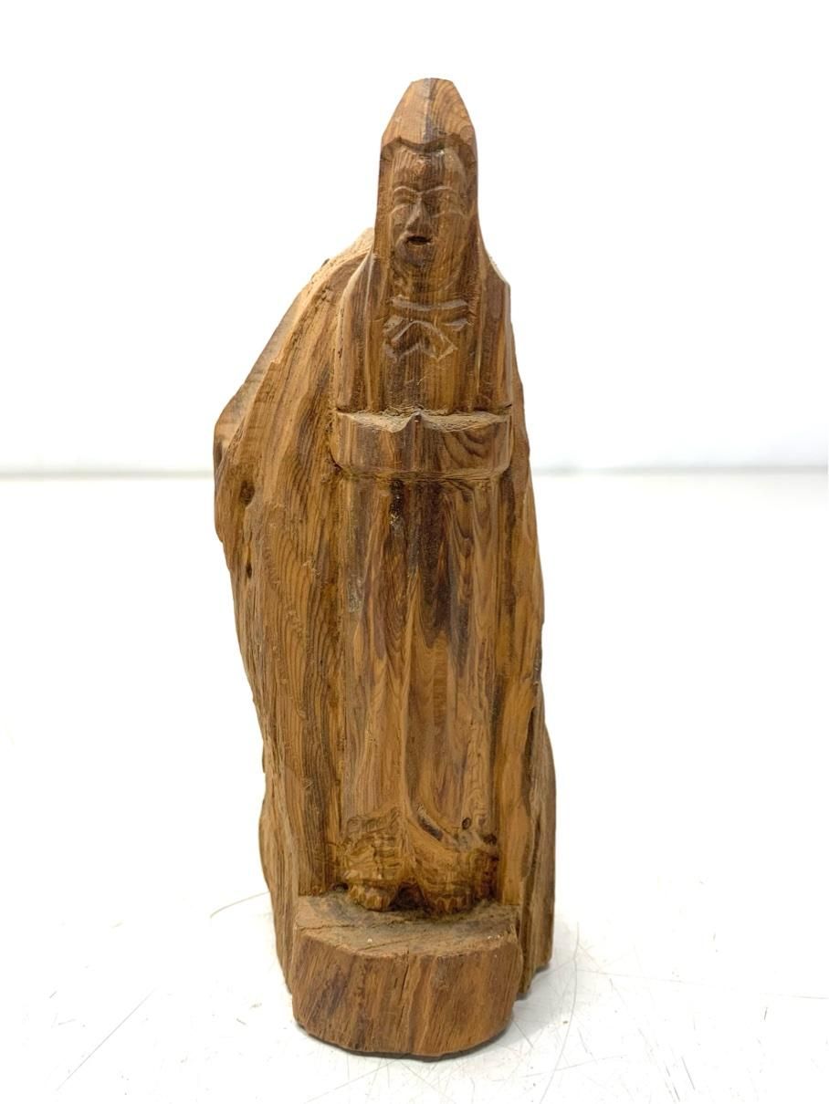 骨董 観音様 木彫人形 天然木 縁起物 レトロ ヴィンテージ雑貨