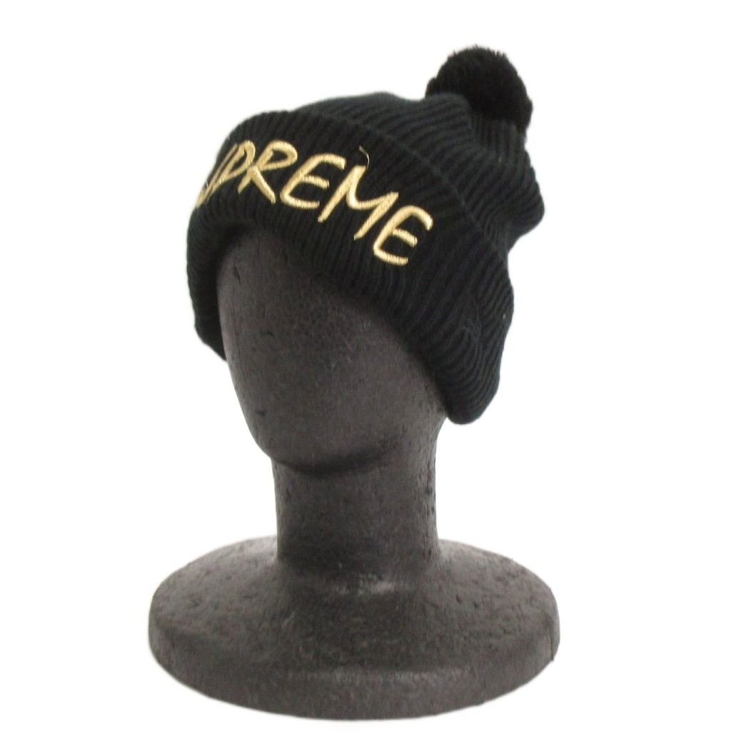 Supreme ニット帽 ポンポン付き ブラック ニューエラ NEW ERA ×シュプリーム Supreme ニット帽 ポンポン 黒