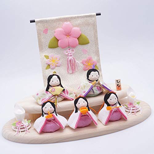 リュウコドウ 龍虎堂 ぽてりひな５人 麻の葉 木製台飾りセット 1-890 af 1 a 4 bf 6