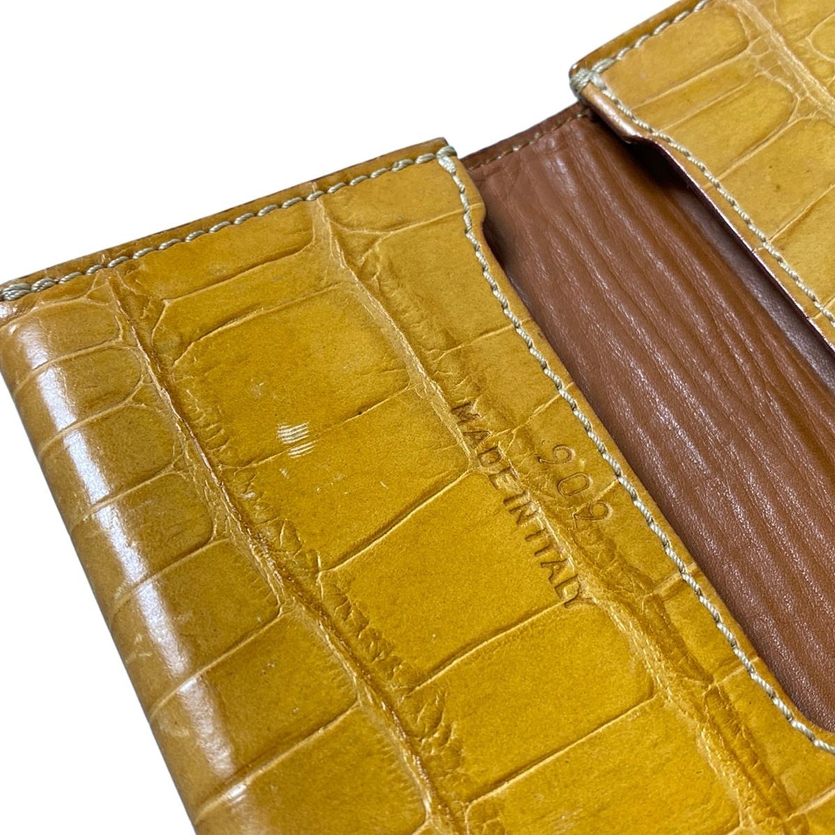 Felisi(フェリージ) 名刺入れ - 909 ダークイエロー 型押し加工 レザー