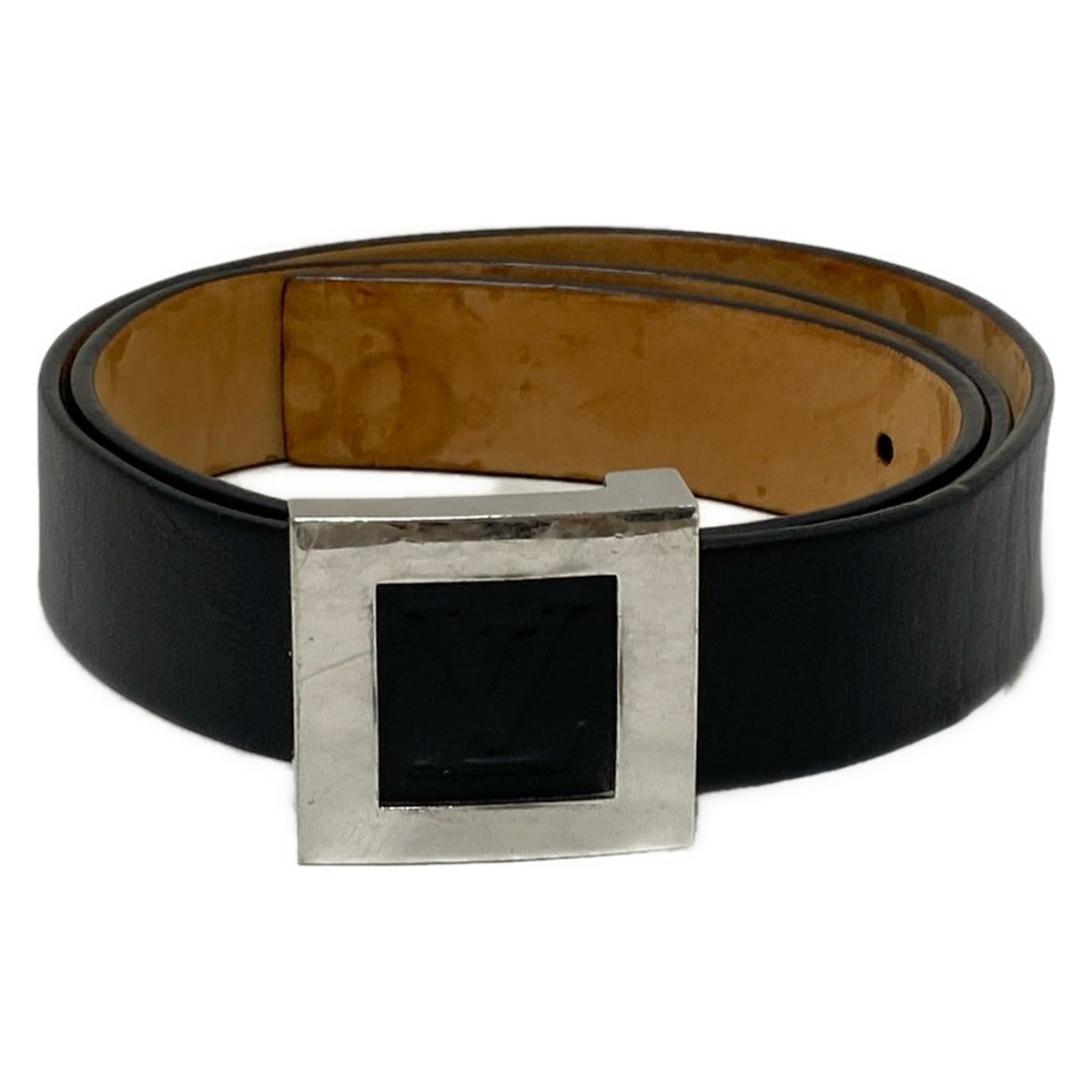 LOUIS VUITTON(ルイヴィトン) ベルト 90/36 - 黒×シルバー レザー