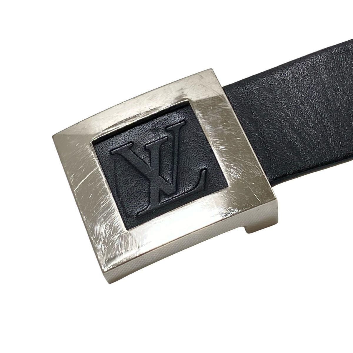 LOUIS VUITTON(ルイヴィトン) ベルト 90/36 - 黒×シルバー レザー