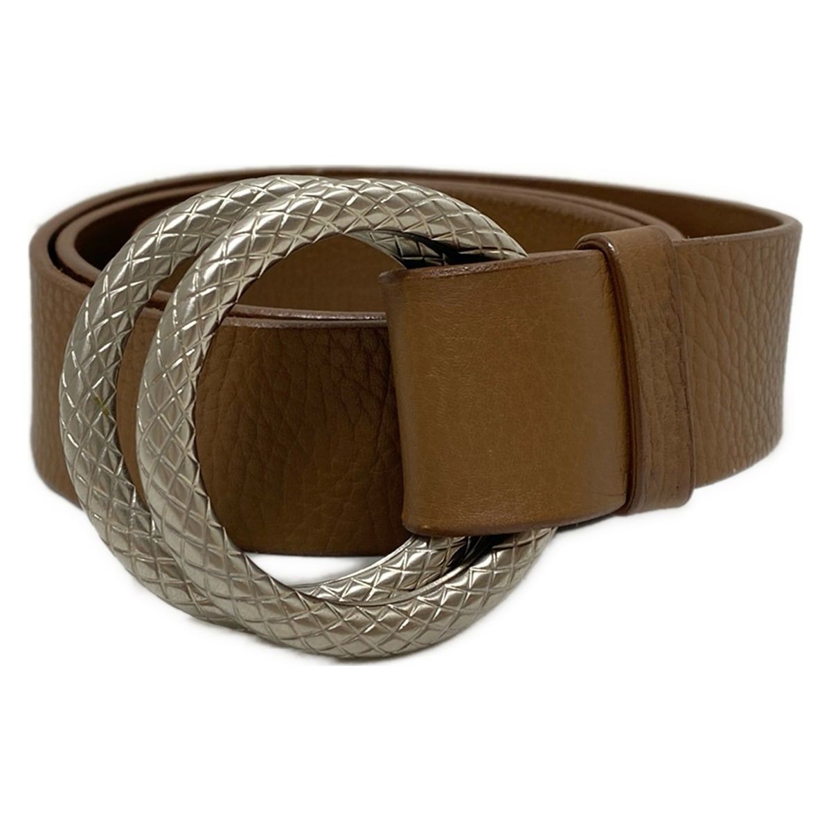BOTTEGA VENETA(ボッテガヴェネタ) ベルト - ブラウン×シルバー レザー