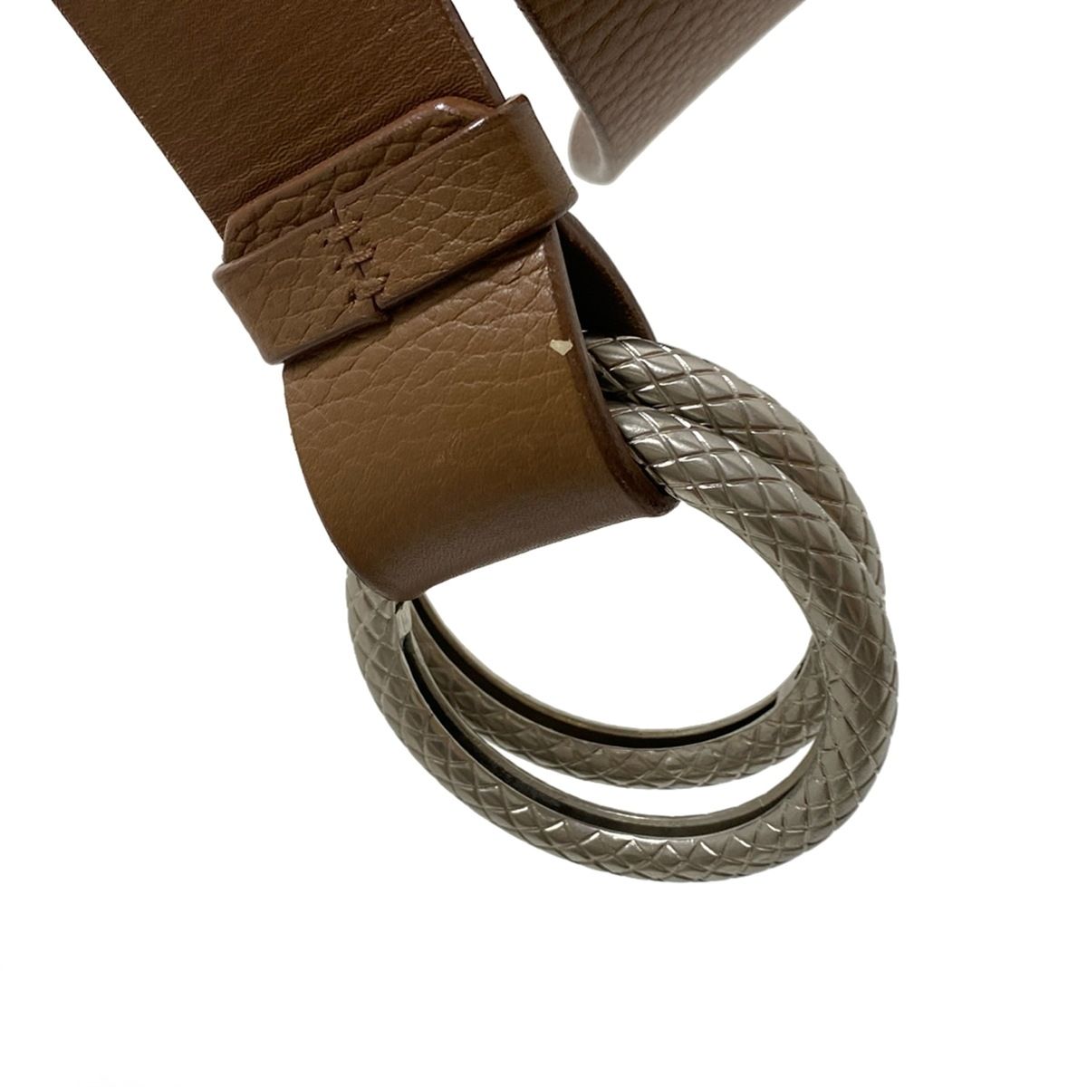 BOTTEGA VENETA(ボッテガヴェネタ) ベルト - ブラウン×シルバー レザー