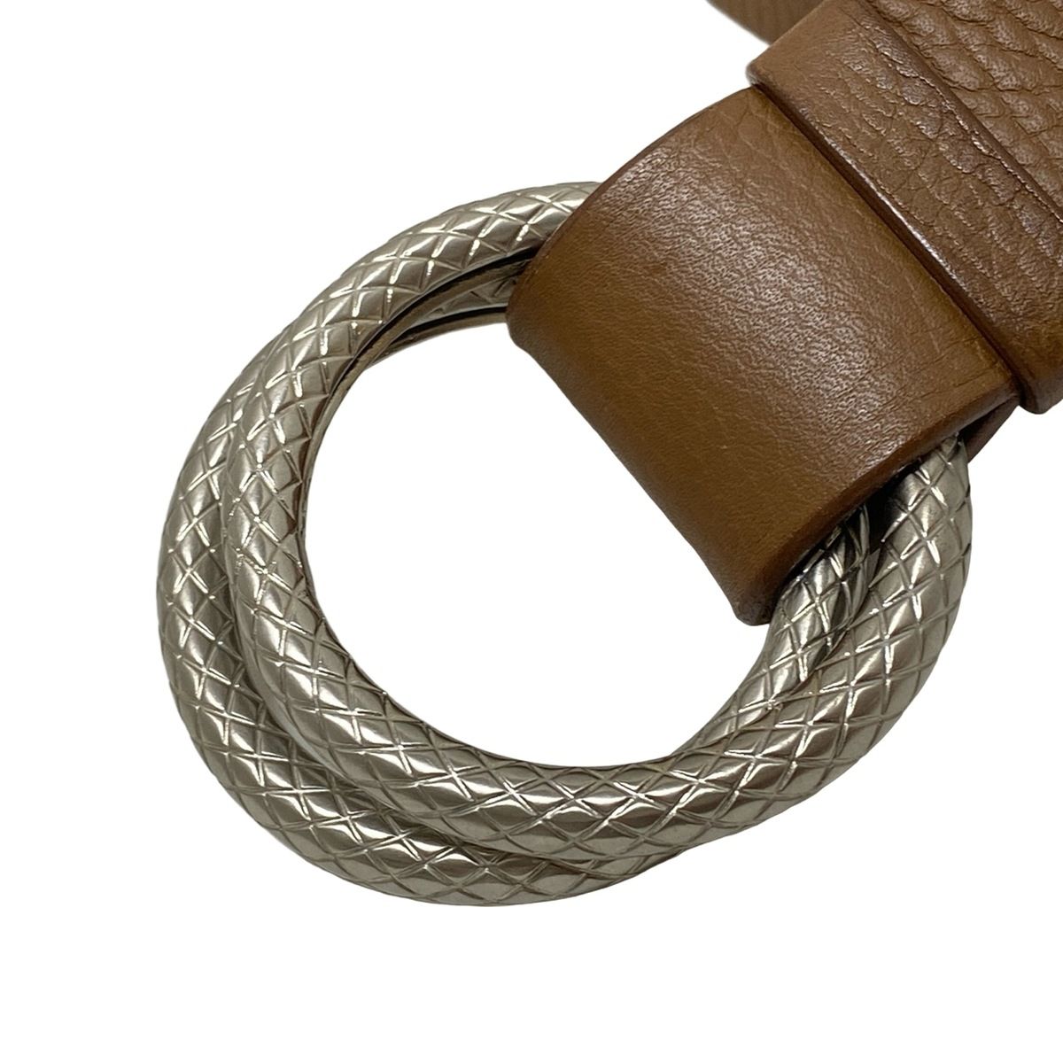 BOTTEGA VENETA(ボッテガヴェネタ) ベルト - ブラウン×シルバー レザー