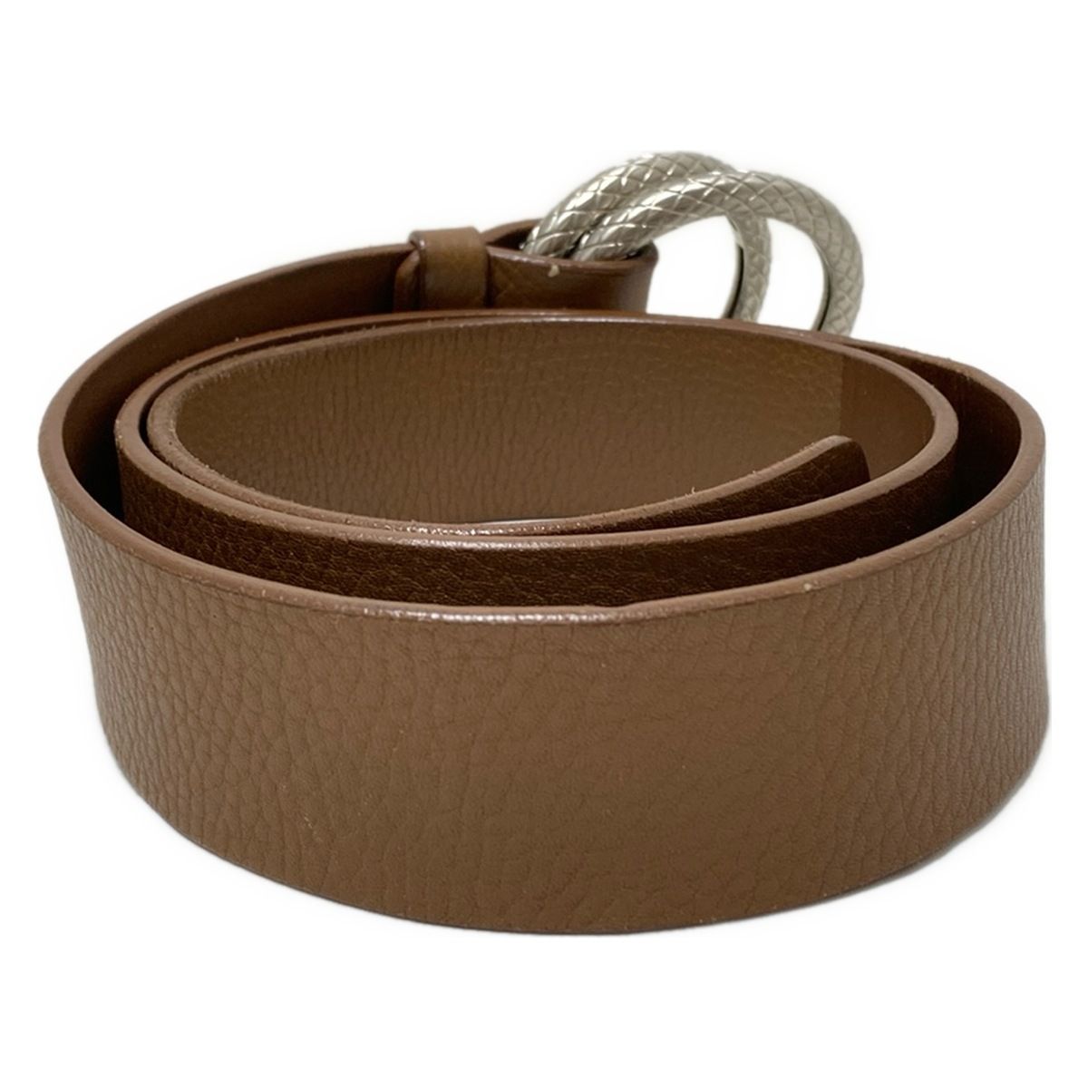 BOTTEGA VENETA(ボッテガヴェネタ) ベルト - ブラウン×シルバー レザー
