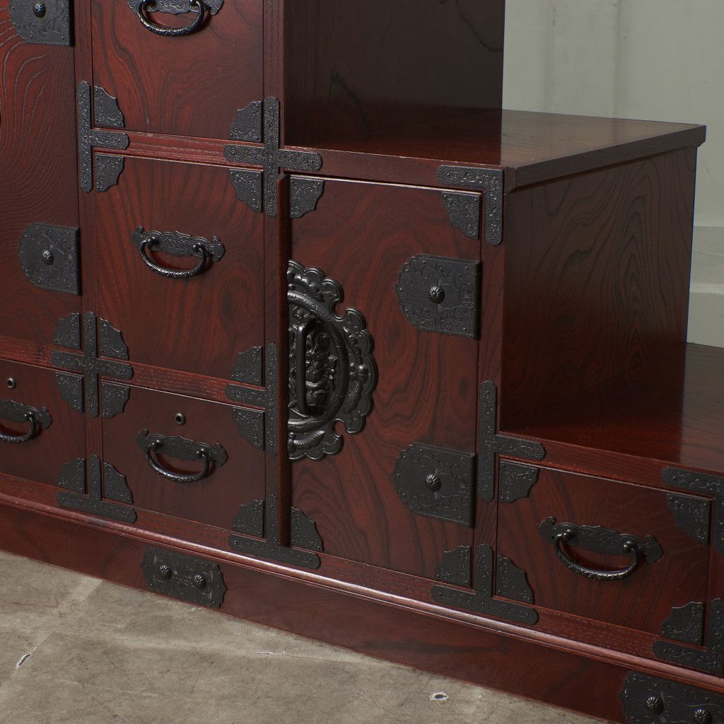 定価35万 筑後民芸家具 欅 階段箪笥 タンス 階段 チェスト 整理箪笥