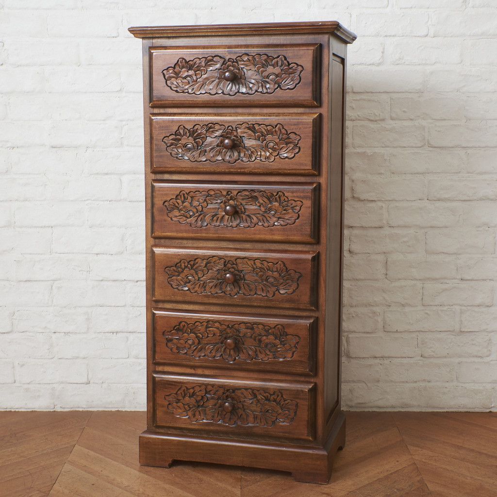 推定昭和初期 黒い木製6引き出しタンス 推定昭和初期 黒い木製6