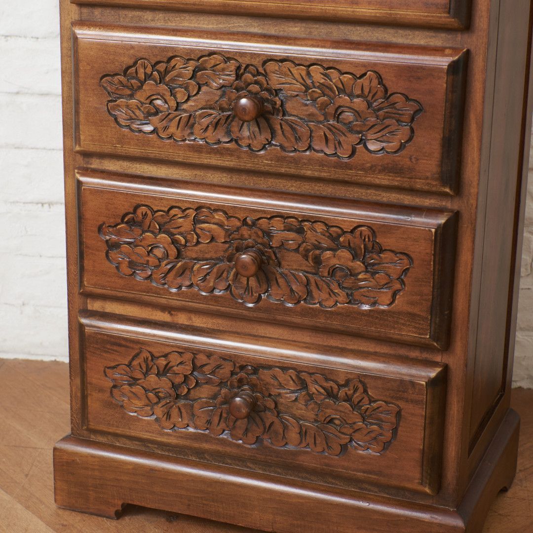 クラシック ハイチェスト 6段 木彫刻 チェスト 整理箪笥 和モダン 箪笥
