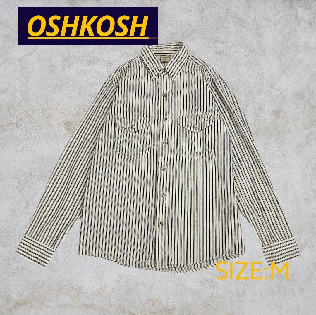90s OSHKOSH オシュコシュ ヘビーウェイト ストライプシャツ メンズ M