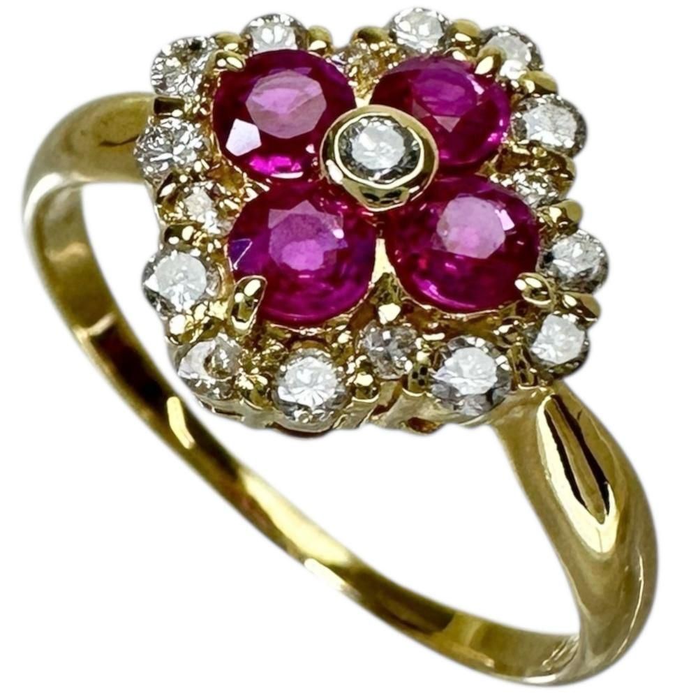 K18 ルビー / ダイヤモンド リング 13号 18金 13号 ルビー 0.52ct ダイヤモンド 0.30ct リング・指輪 K18ゴールド 18