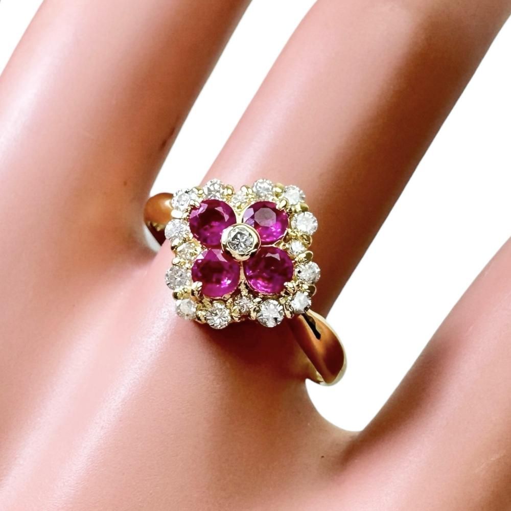 13号 ルビー 0.52ct ダイヤモンド 0.30ct リング・指輪 K18ゴールド 18