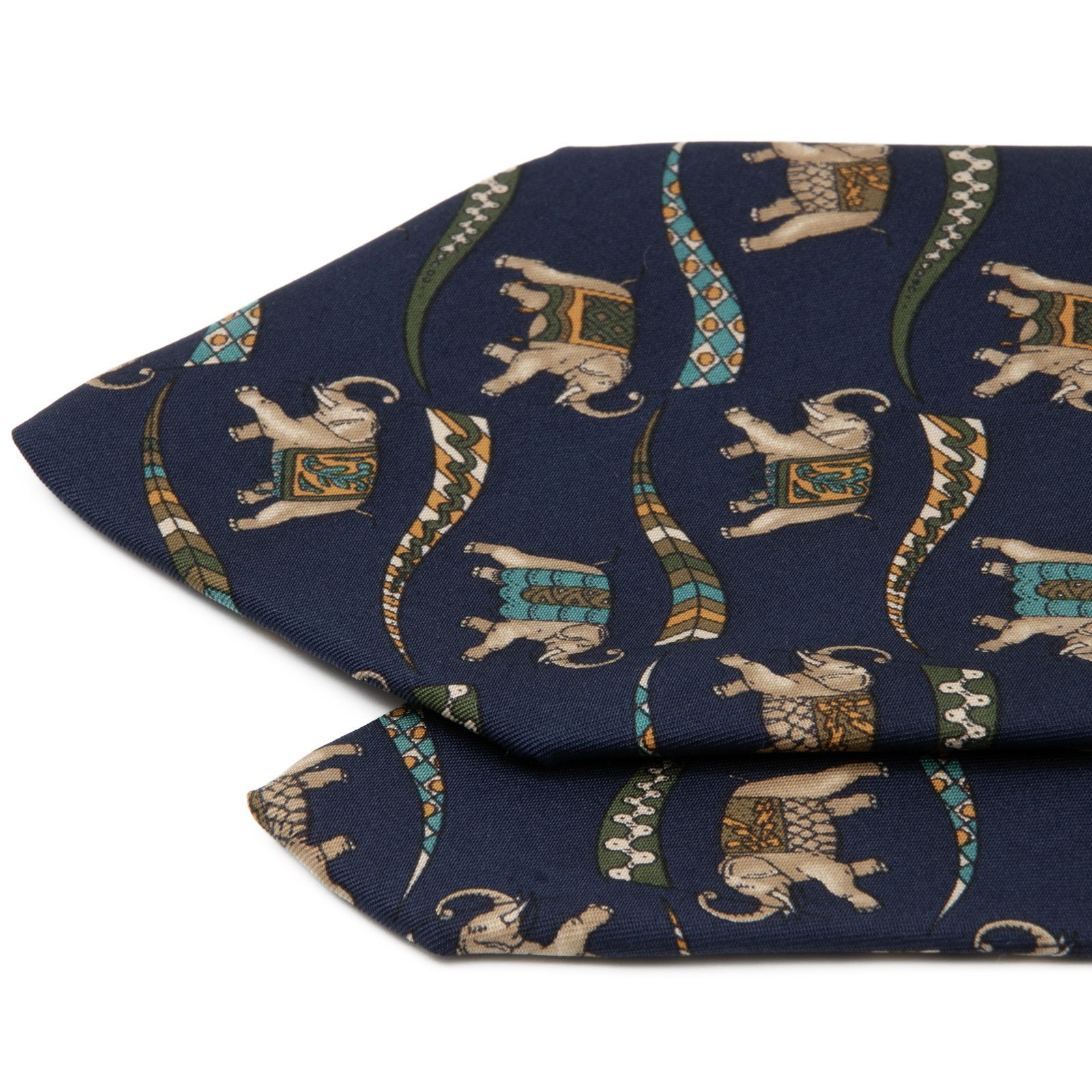 新品同様 送料無料 フェラガモ ネクタイ ネイビーブルー グレー