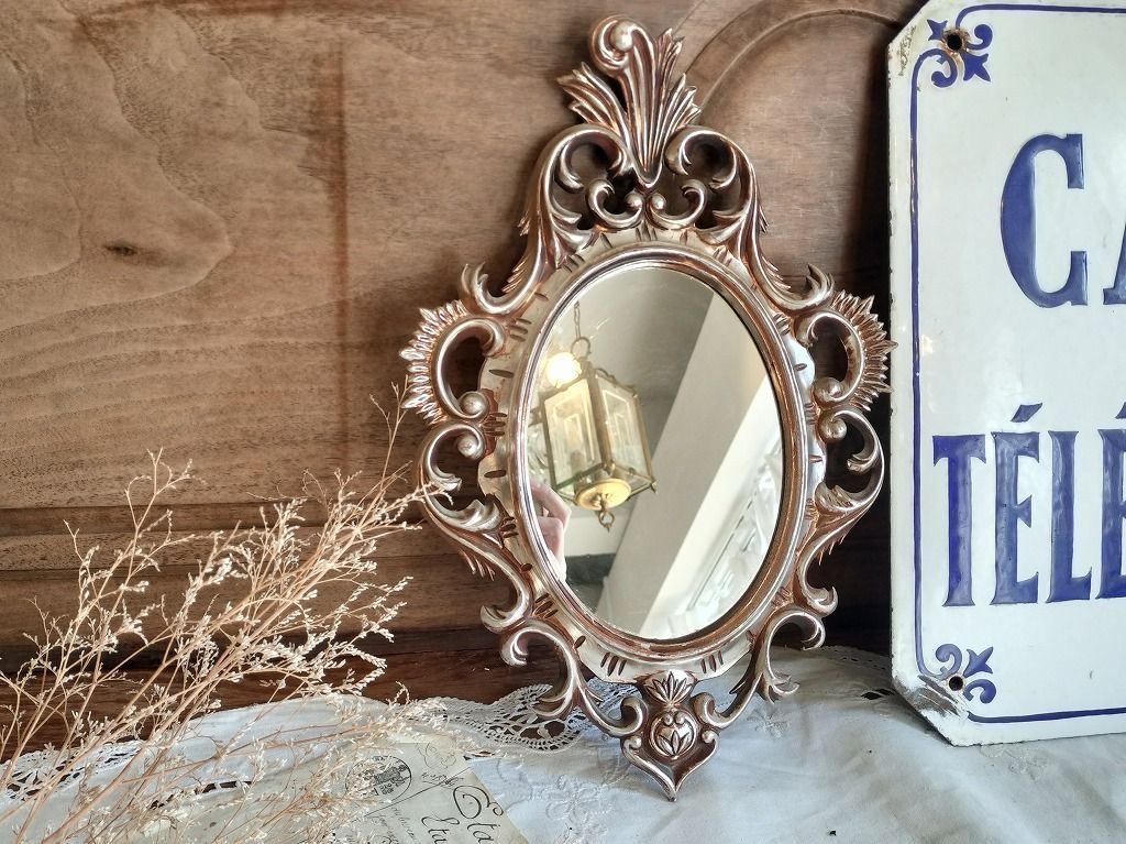 フランス アンティーク 素敵な デコラティブ 装飾 壁掛け ミラー 鏡
